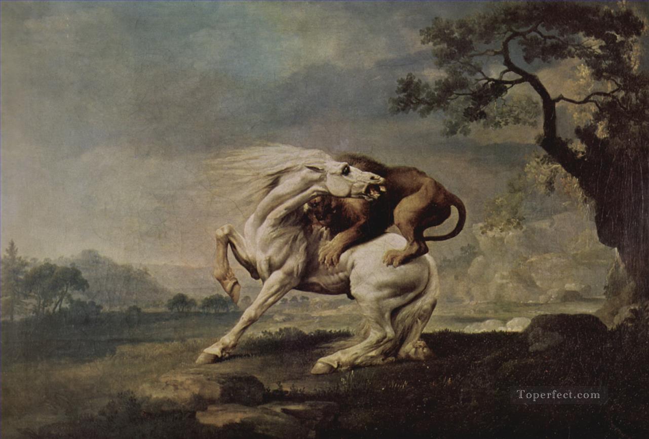 horse attacked by a lion Oil Paintings
